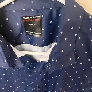 Shirt craft Performance Men’s navy blue and white pattern shirt Slim fit Small